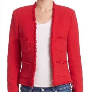 L'AGENCE Red L Jules Tweed Fringe Jacket B…